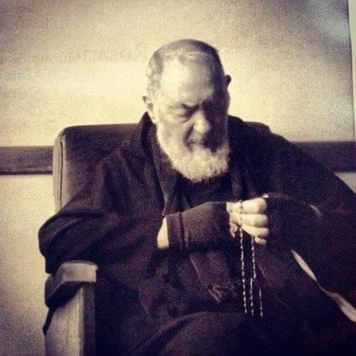 Padre Pio And Children Praying The Rosary and Peace In The World