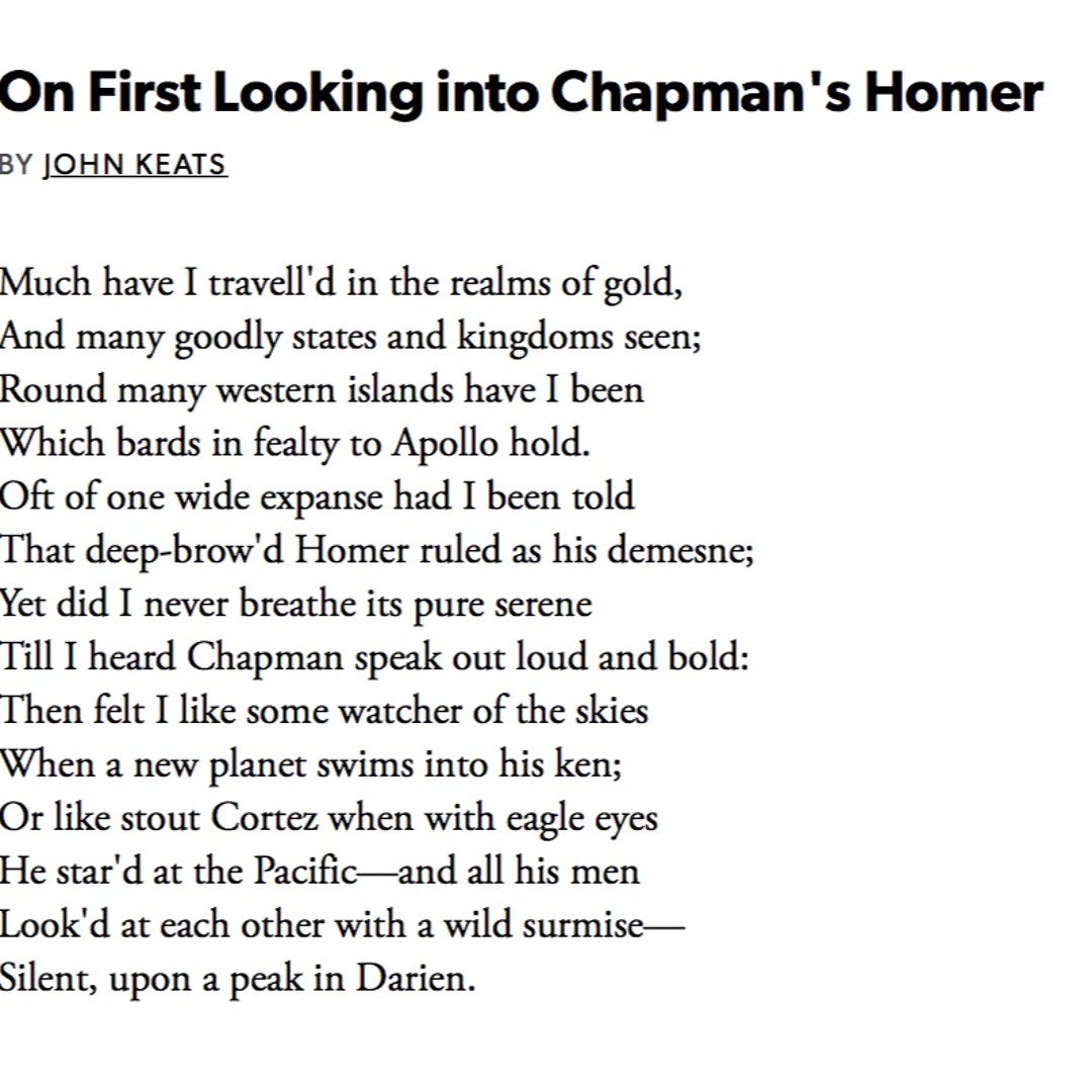 On First Looking into Chapman's Homer