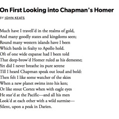 55 On First Looking Into Chapman's Homer by John Keats