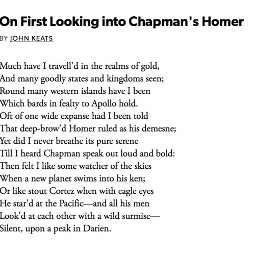 55 On First Looking Into Chapman's Homer by John Keats