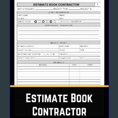 <PDF> ✨ Estimate Book Contractor: Organize, Estimate, Succeed: Your Contractor's Handbook | The Ul