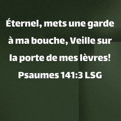 Mercredi 10.12.2025 • Psaume 141 • CE DONT DIEU veut nous PRÉSERVER, et par QUELS MOYENS
