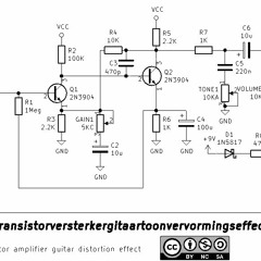 Two transistor guitar distortion effect demo