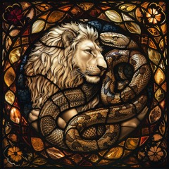 They Kiss Each Other Patiently, the Lion and the Snake
