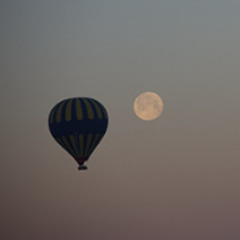 HOT AIR BALLOON UNDER A COLD MOON