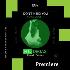 PREMIERE: Niel Degas - Don't Need You  Feat Scarlett (Ricardo Geldres Remix) [iM Electronica]