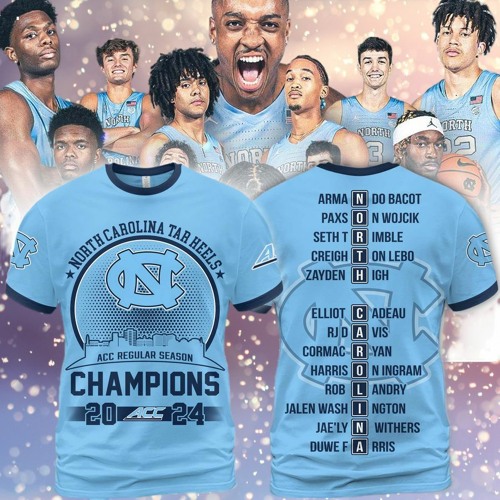 Stream North Carolina Tar Heels ACC 2024 Champions TShirt by