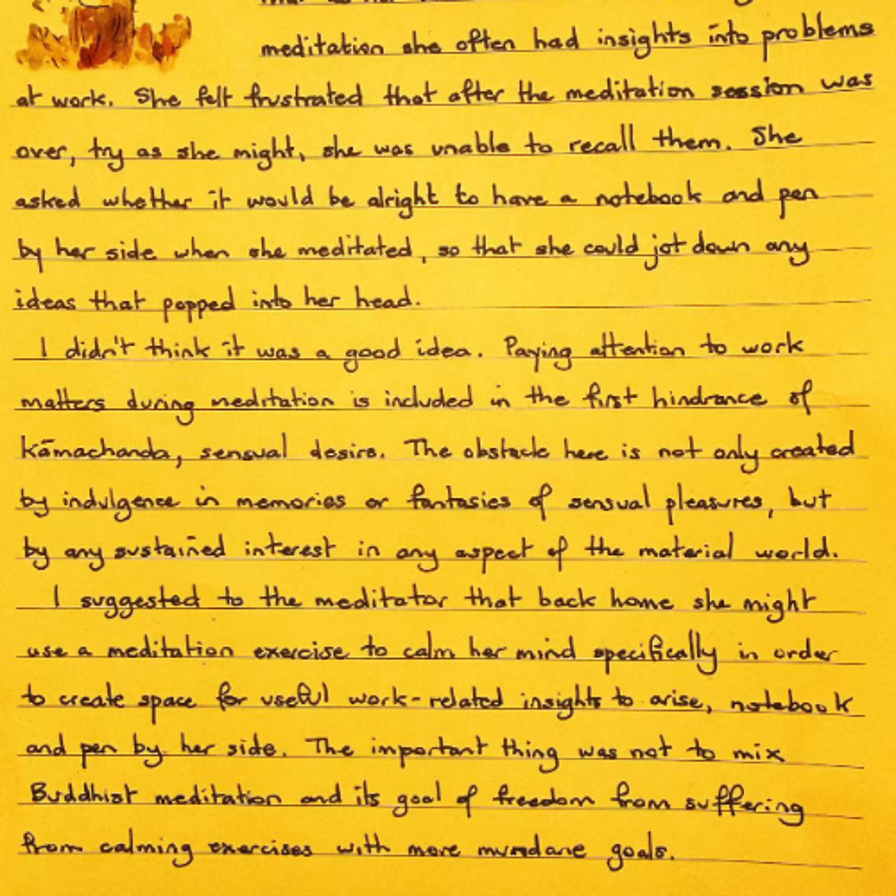 Nutrimento del Cuore - Foglietto giallo del 21 febbraio 2026 sulla pratica di meditazione