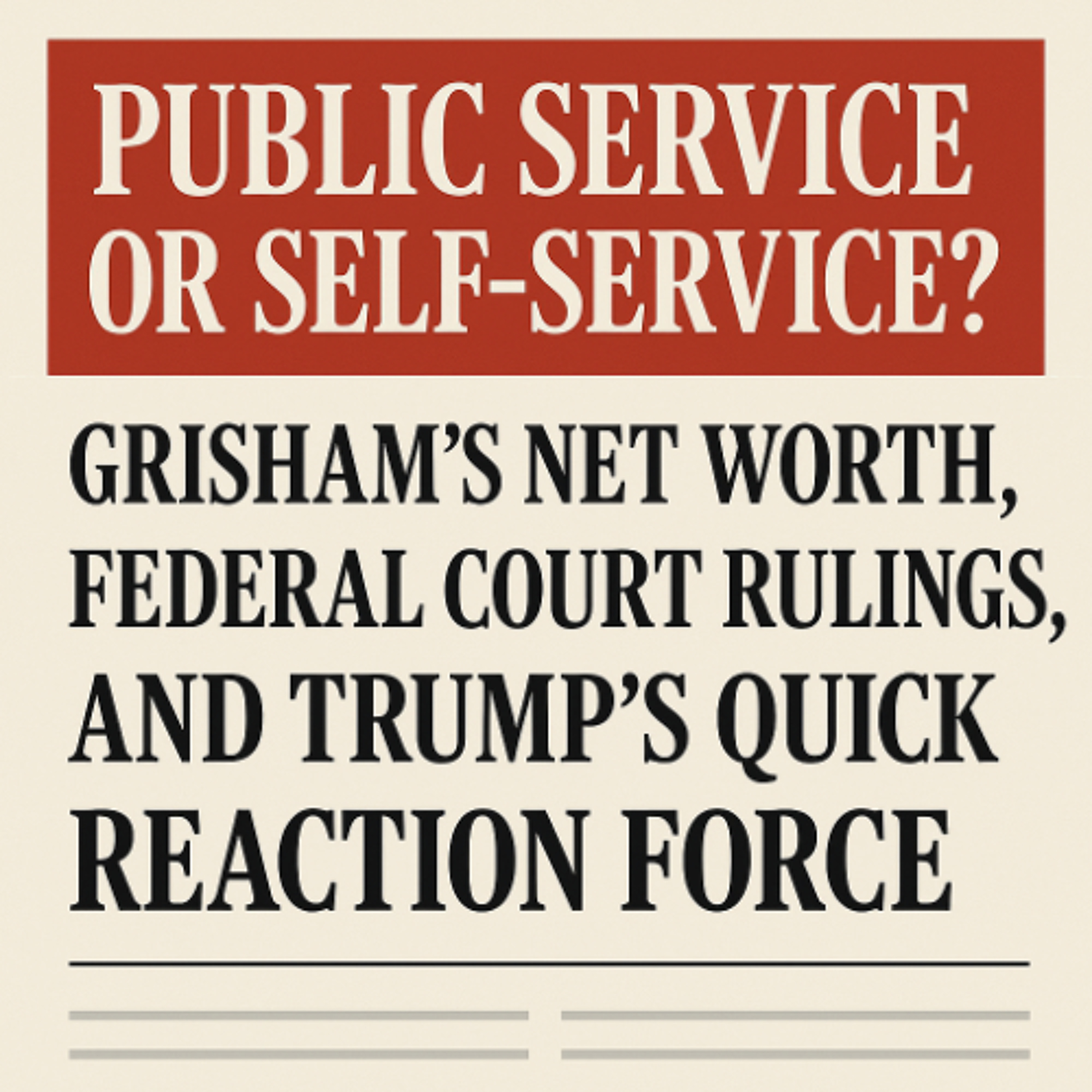 Public Service or Self-Service? Grisham’s Net Worth, Federal Court Rulings, and Trump’s Quick Reaction Force episode artwork