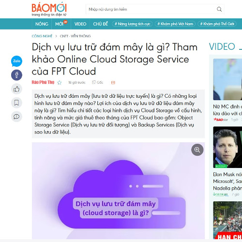 Báo Mới: Dịch vụ lưu trữ dữ liệu là gì? Tham khảo dịch vụ lưu trữ đám mây của FPT Cloud