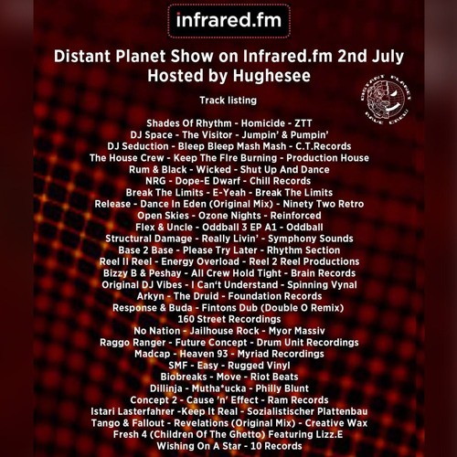 Distant Planet Show on Infrared.fm July 2nd - Hosted by Hughesee
