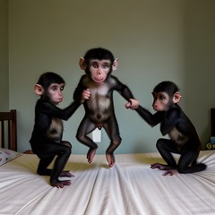3 little monkeys jumping on the bed