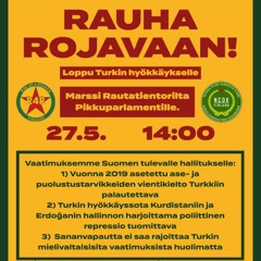 A-ryhmän puhe Rauha Rojavaan -mielenosoituksessa 27.5.2023
