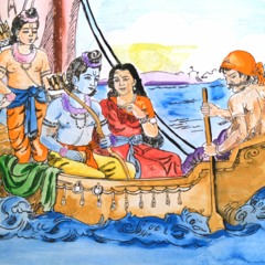 Ramayana river crossing story of Kevat taking Rama, Sita and Lakshman across the river
