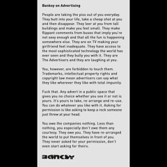 Banksy on advertising (voiced and produced by ari melody)