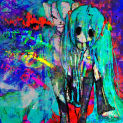 hatsune miku - red paper and blue paper