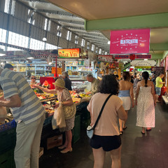 Stealth Demo - Frankfurt Kleinmarkthalle Crowd with Fruit Seller