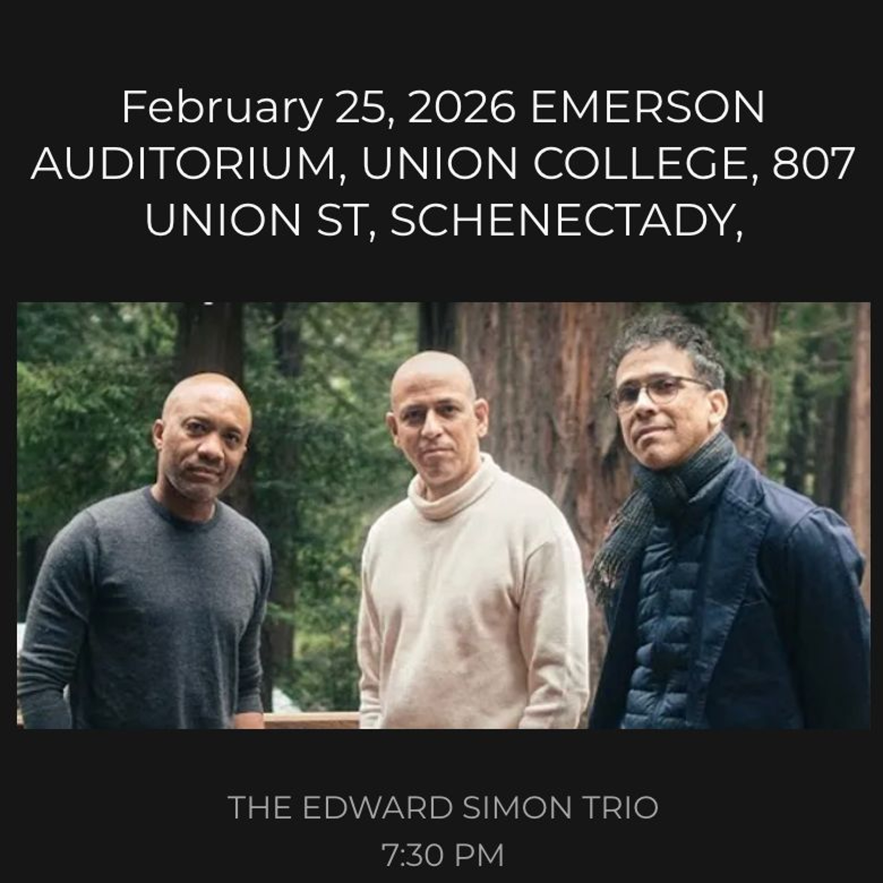 Edward Simon Trio to preform at Union Collage on 2/25 episode artwork
