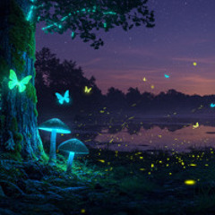 143 — Butterflies at night in the forest
