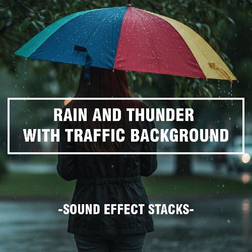 Rain and Thunder with Traffic Background