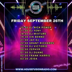 House Fusion Radio Midnight Vibes #59 Friday, Sep. 26th, '25