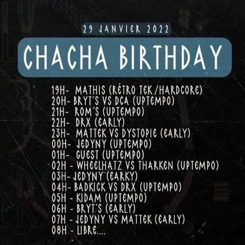 CHACHA BDAY 29 01 / MATTEK VS DYSTOPIE