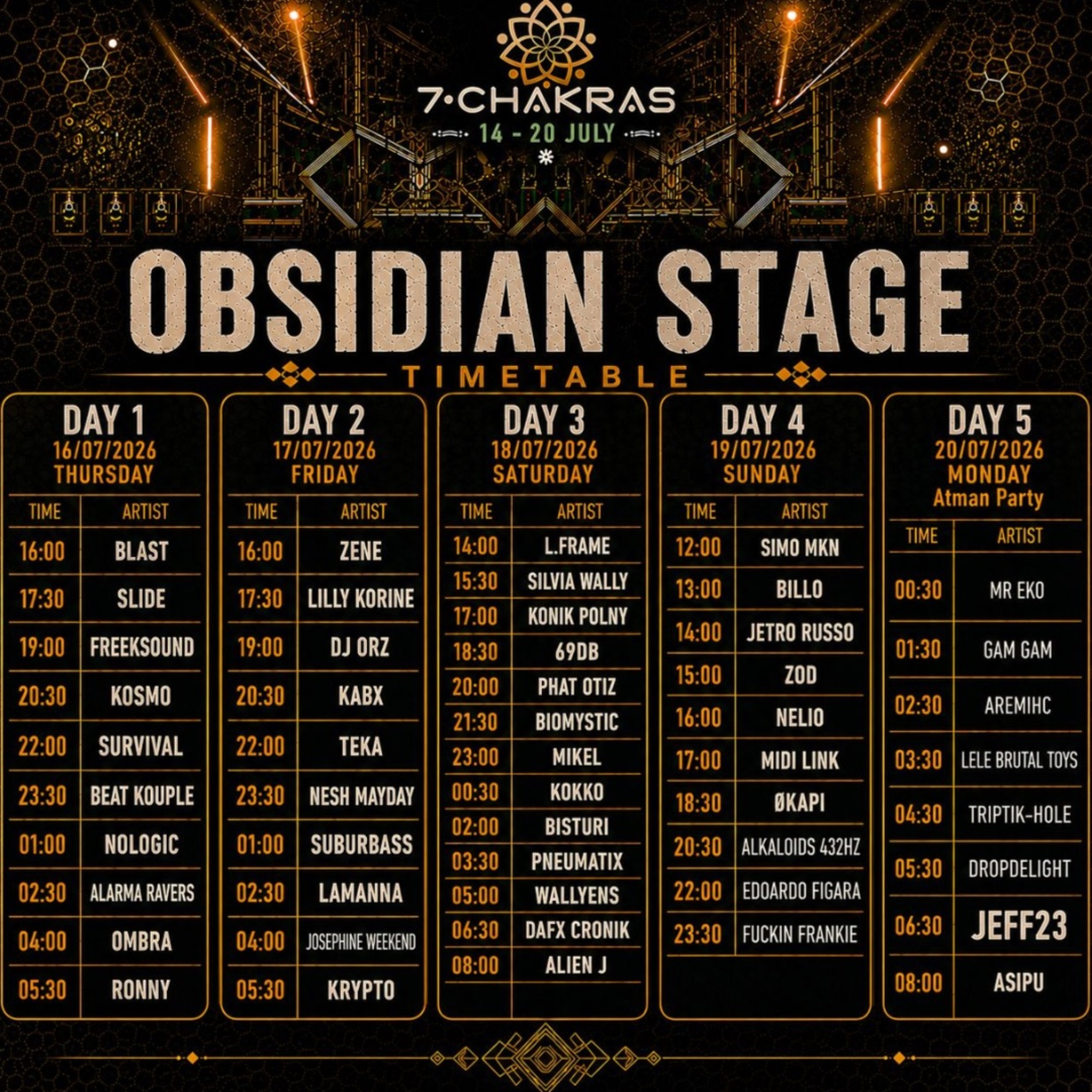Dj Billo Sama Obsidian Stage 7 Chakras Festival 2026 episode artwork