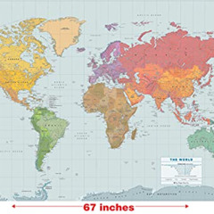 READ PDF ✅ Extra-large World Wall Map - Laminated - 67'' x 45'' by  Peter Pauper Pres