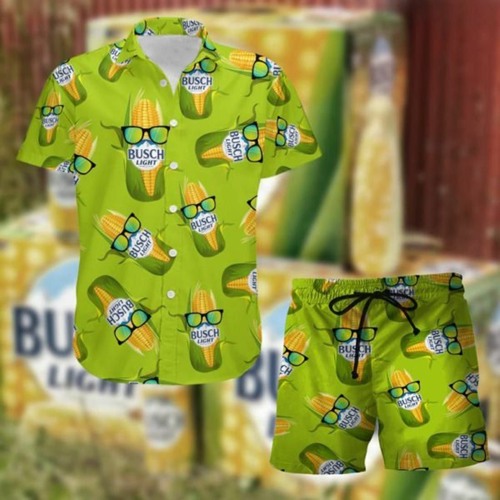 Busch Light Corn Hawaiian Shirt, Beach Shorts