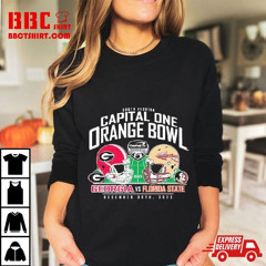 Florida State Seminoles Vs. Georgia Bulldogs 2023 Orange Bowl Helmet Matchup T-Shirt