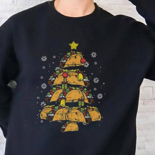 Taco Christmas Tree Xmas Mexican Food Long Sleeve T Shirt