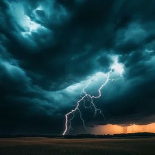 Distant storm in the Pyrenees plain