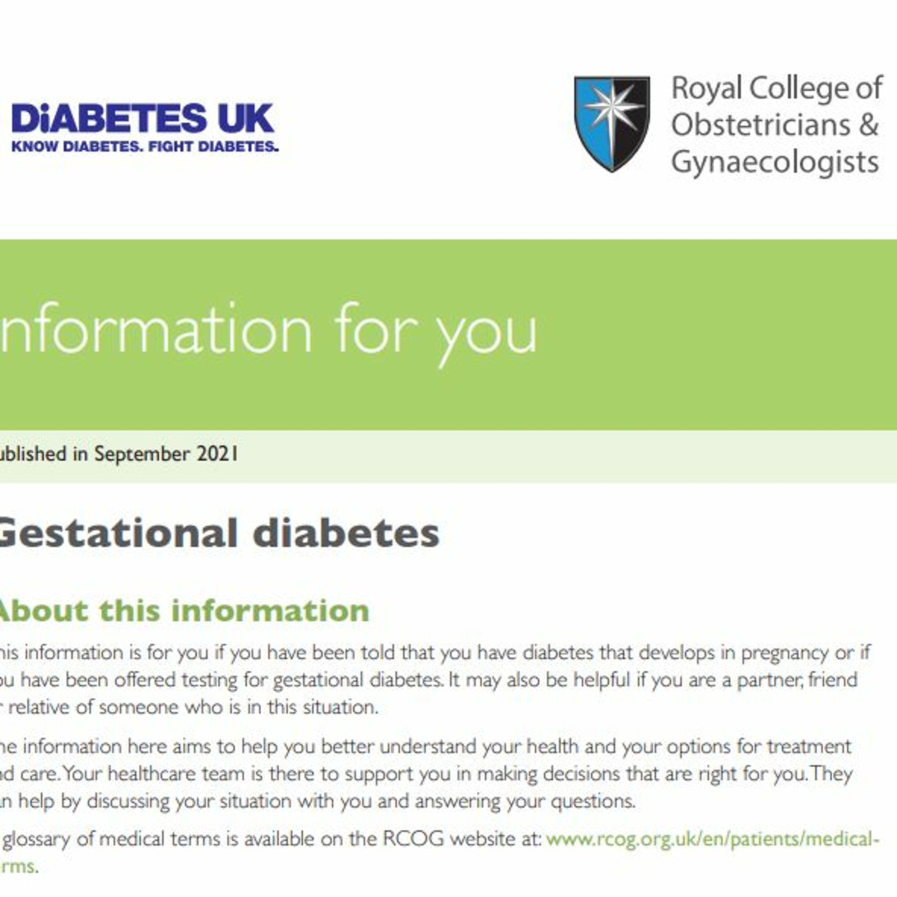 Gestational Diabetes patient information