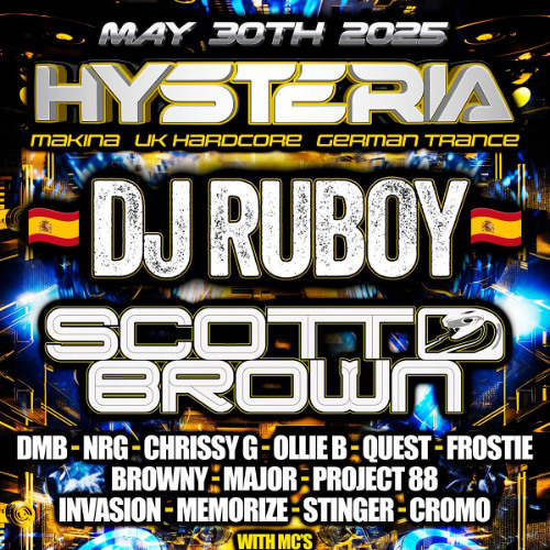 Hysteria 28th March 2025- Dj  Carter B2B Browny  - Mc's - Scotty Jay b2b Tazo
