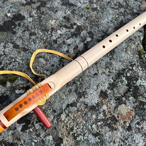 Stream Bass Gm Basswood Flute With Paduk Pipe And Orange Aggate Cap And