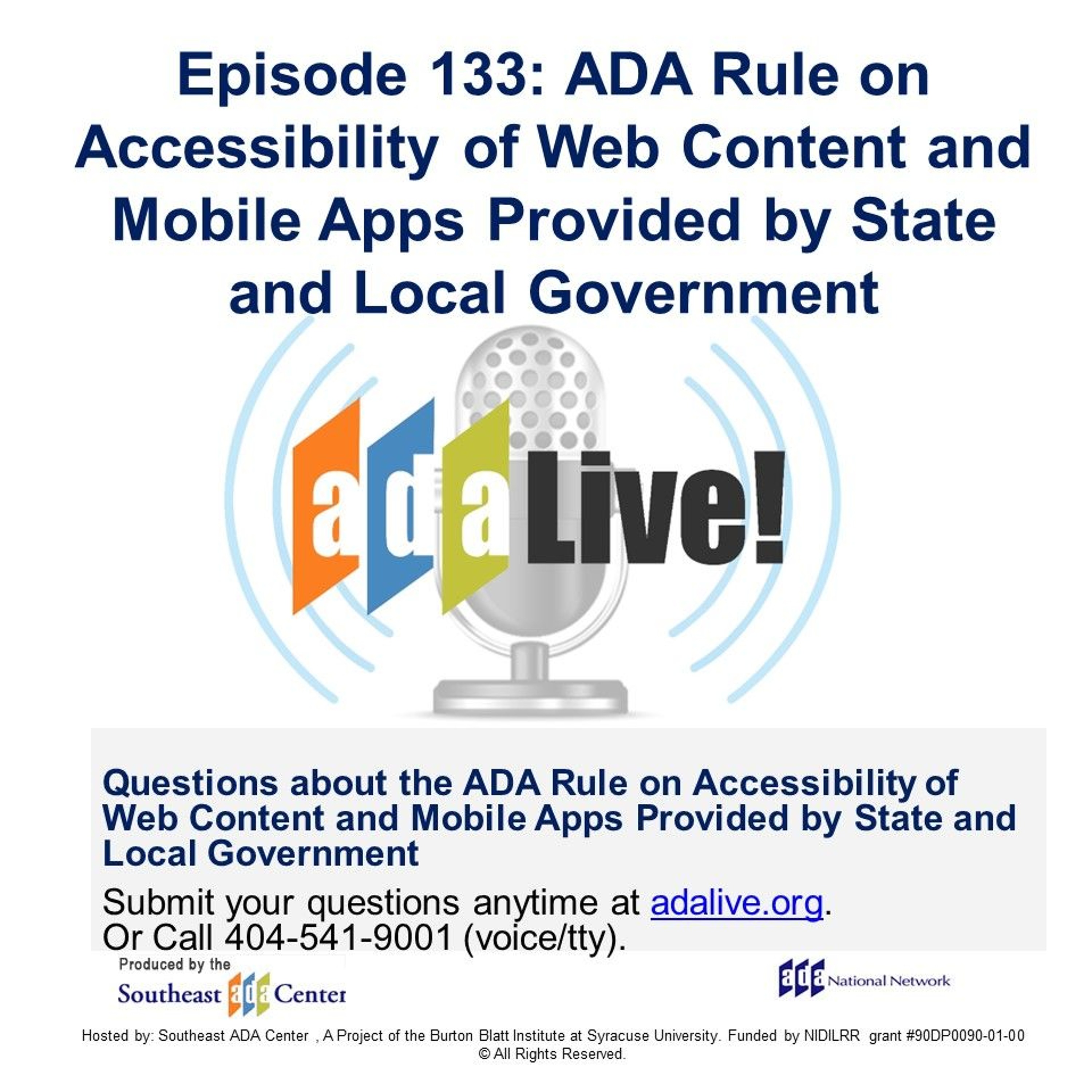 Episode 133: ADA Rule on Accessibility of Web Content and Mobile Apps Provided by Government episode artwork