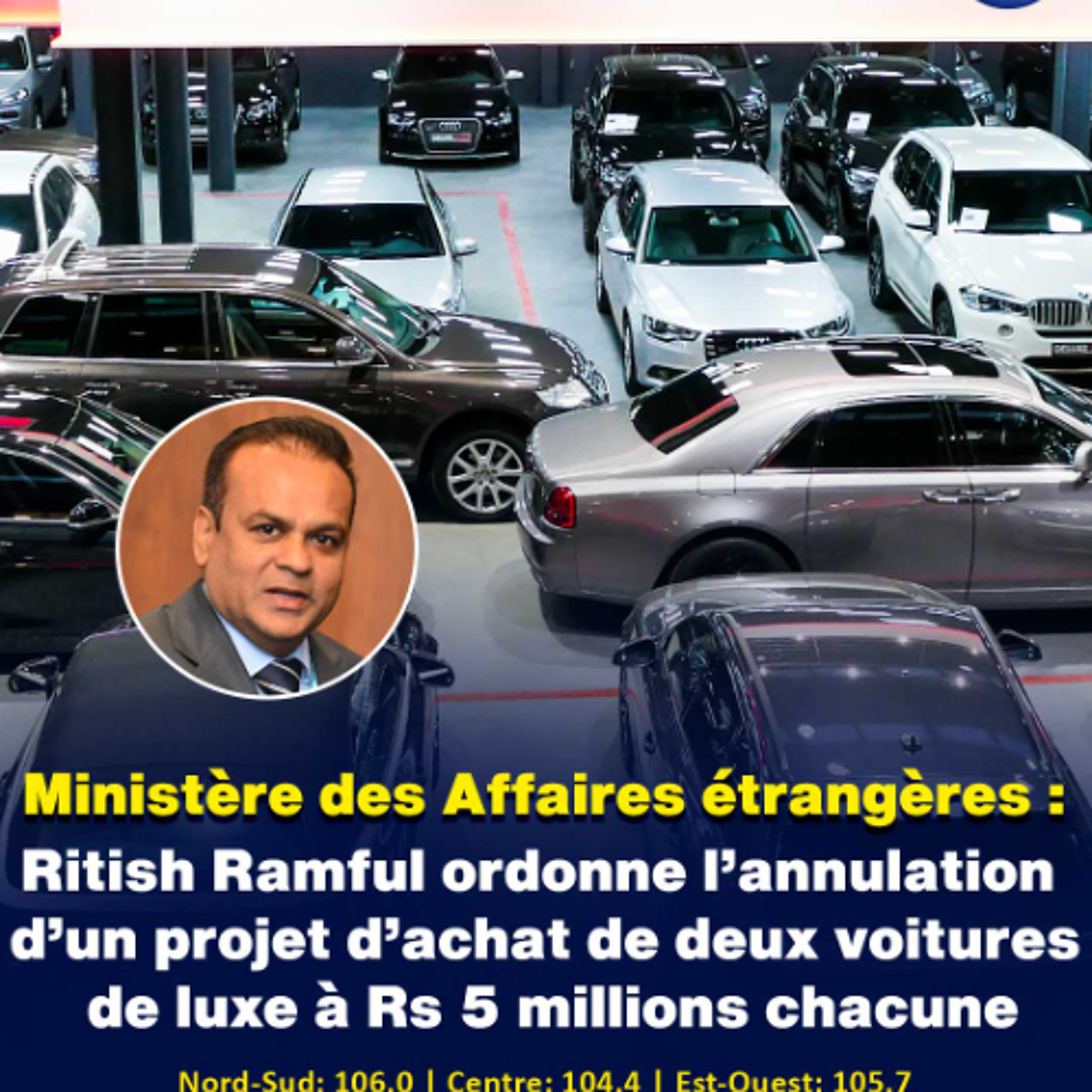 Ministère des Affaires étrangères : Ritish Ramful ordonne l’annulation d’un projet d’achat de deux voitures de luxe à Rs 5 millions chacune