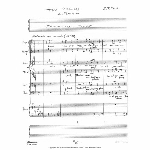 Edward Toner Cone: part one of Two Psalms (1948), Psalm 90