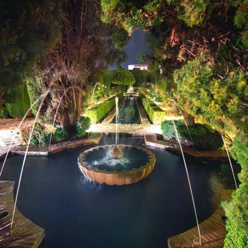 First Light in the Alhambra (with Stone and Water)