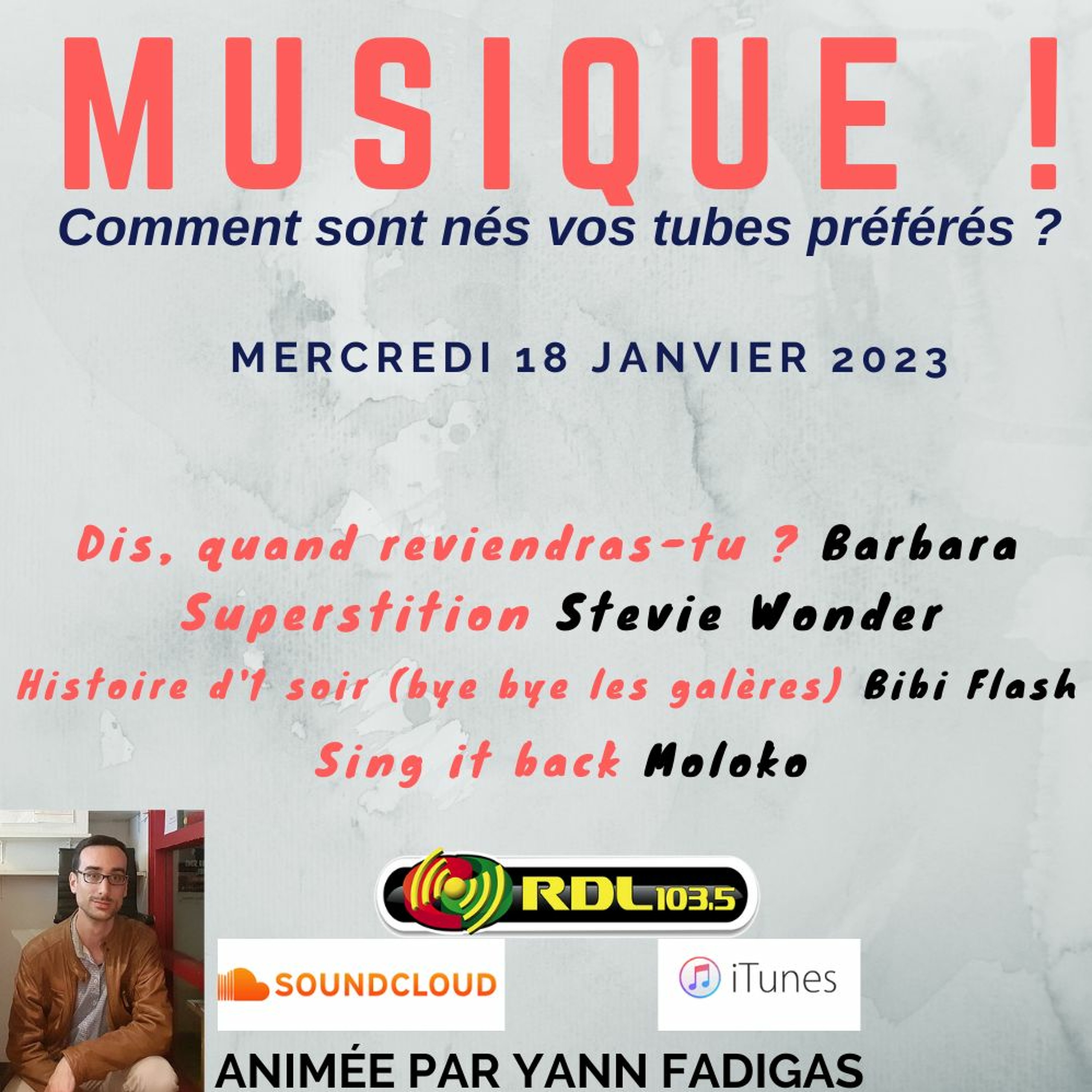 MUSIQUE 158 - 18 01 23 - "Superstition" (Stevie Wonder) / Barbara / "Sing it back" (Moloko) episode artwork