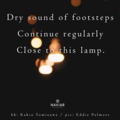 haiku #359: Dry sound of footsteps / Continue regularly / Close to this lamp.