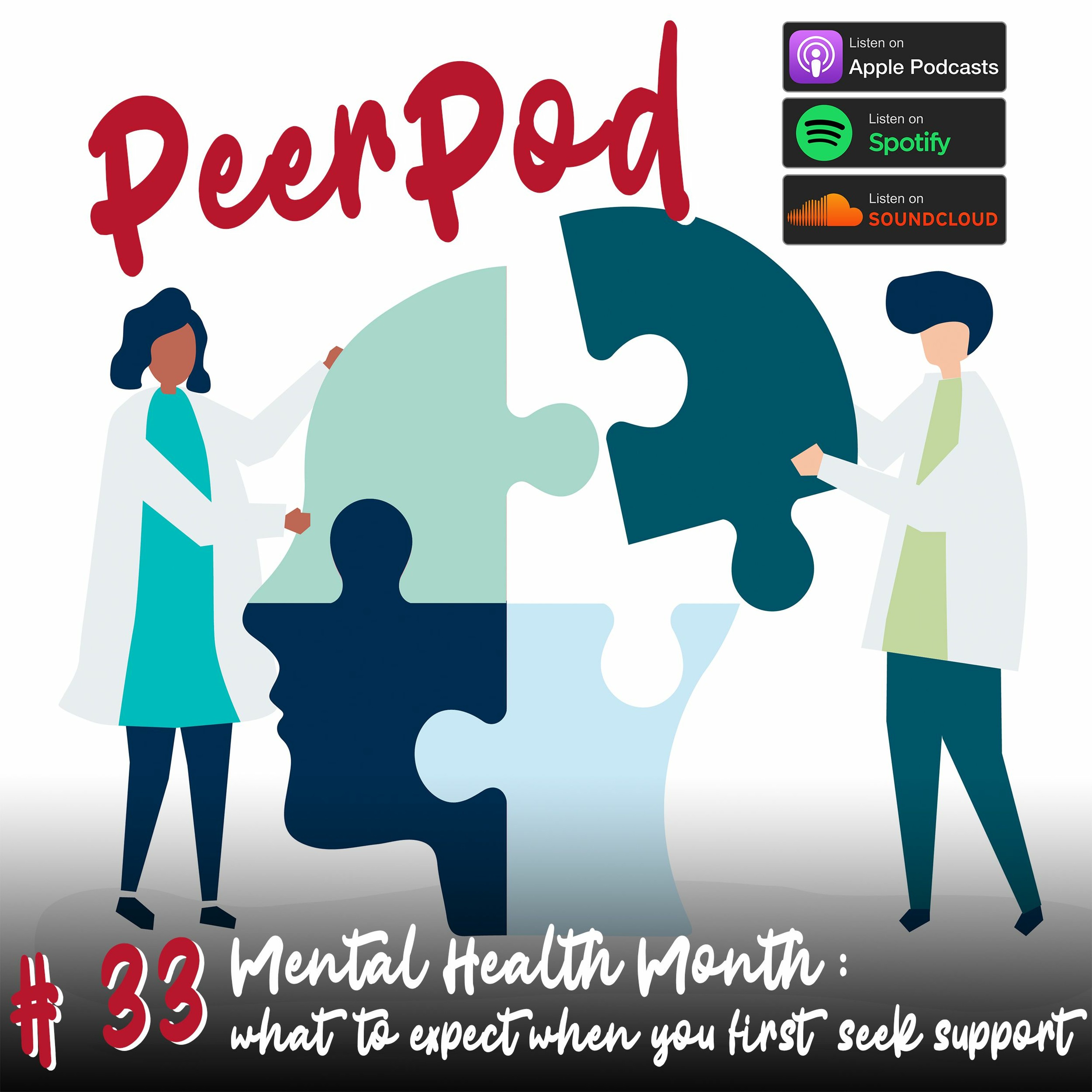 Peerpod - Episode 33 - Mental Health Month - what to expect when you first seek support