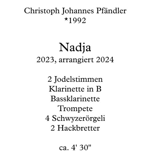 Nadja - Variante für Volksmusik-Ensemble