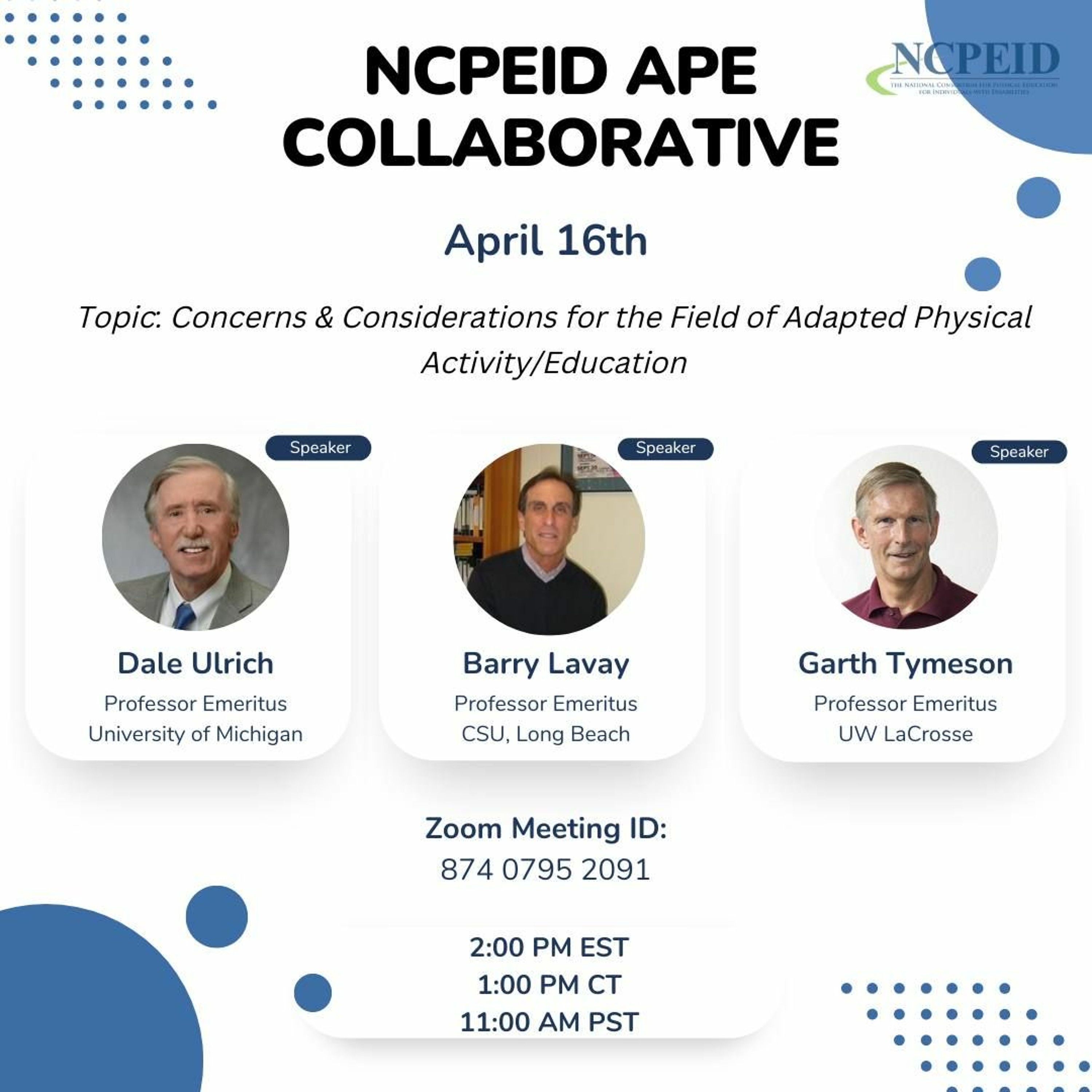 NCPEID Collaborative April 2024: Concerns & Considerations for the Field of APE