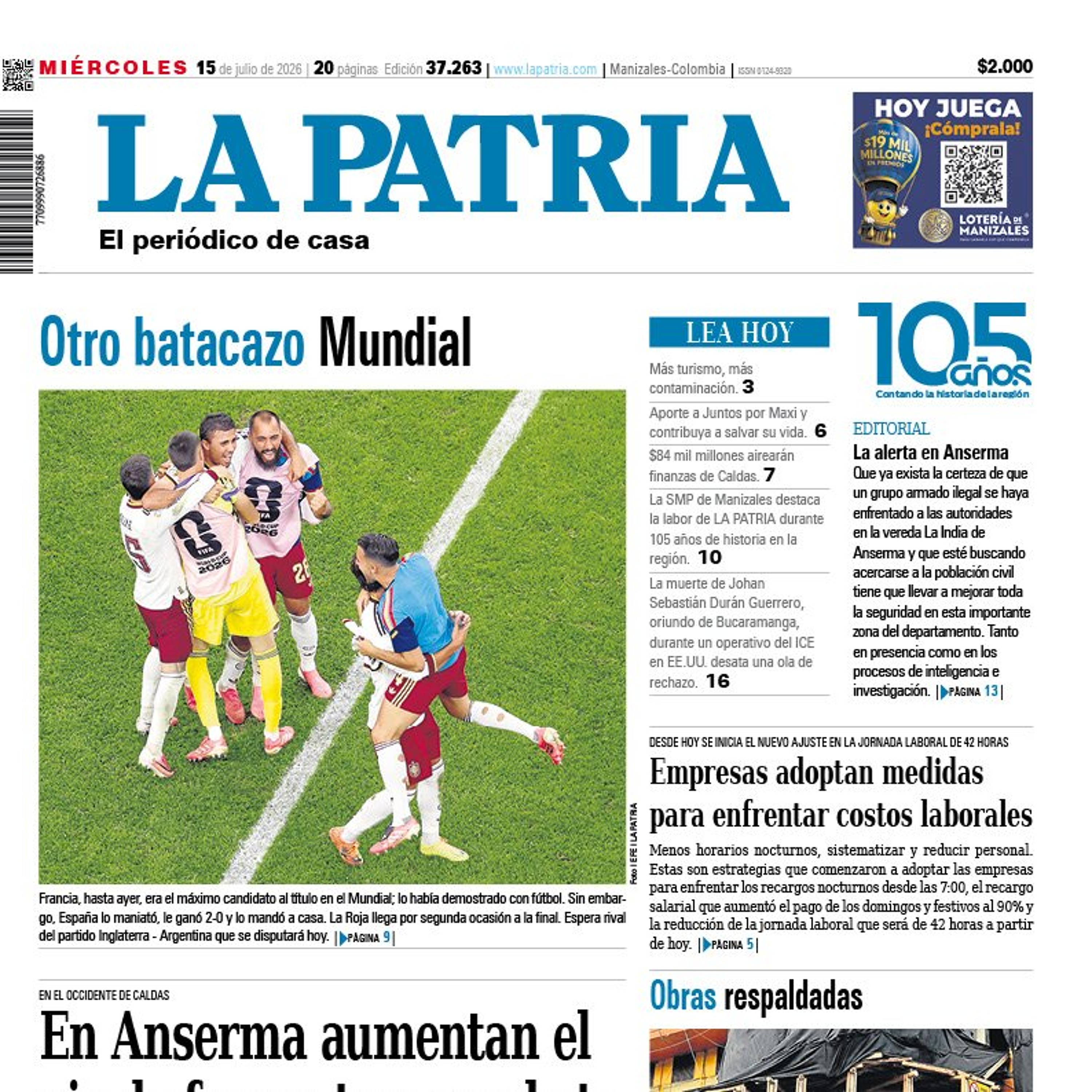 1. Titulares del informativo de la mañana - 15 de julio
