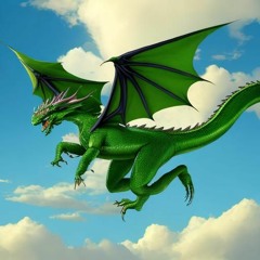 Green Dragon Flies Over The Sky