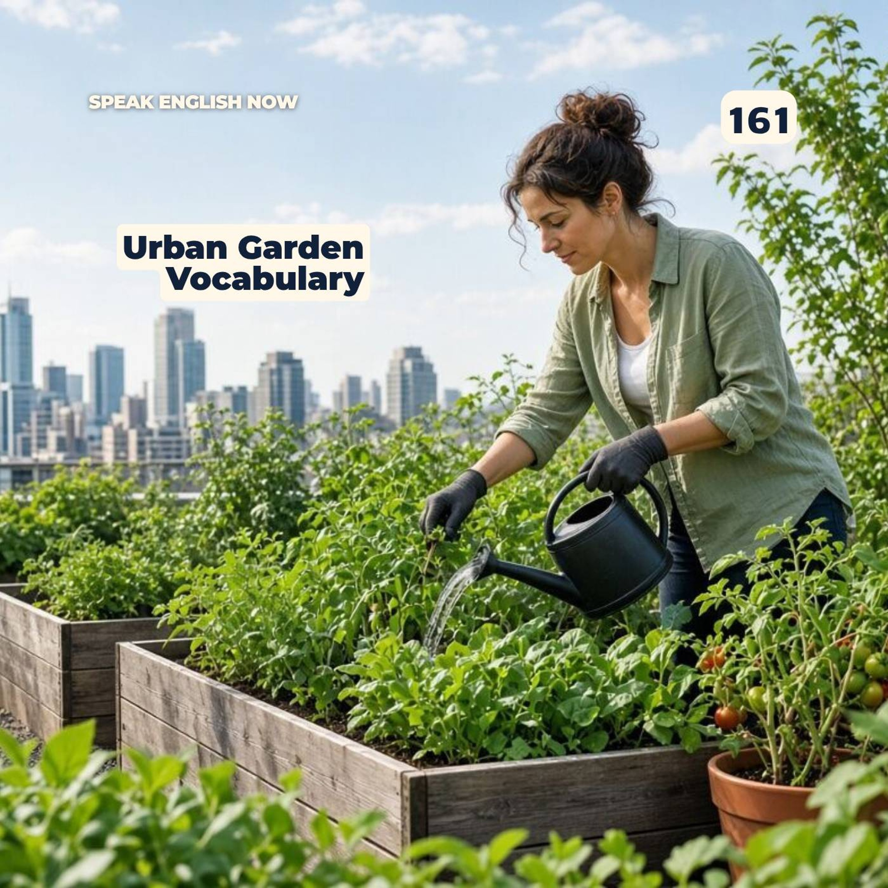 #161 English Vocabulary - Vegetables in Urban Gardens ESL episode artwork