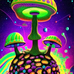 Hongos Y Aliens Con Colores Y Rayos