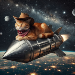 Cowboy cat cruising in space