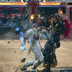 Hes playing round 3 in tekken against armored king idk omething something